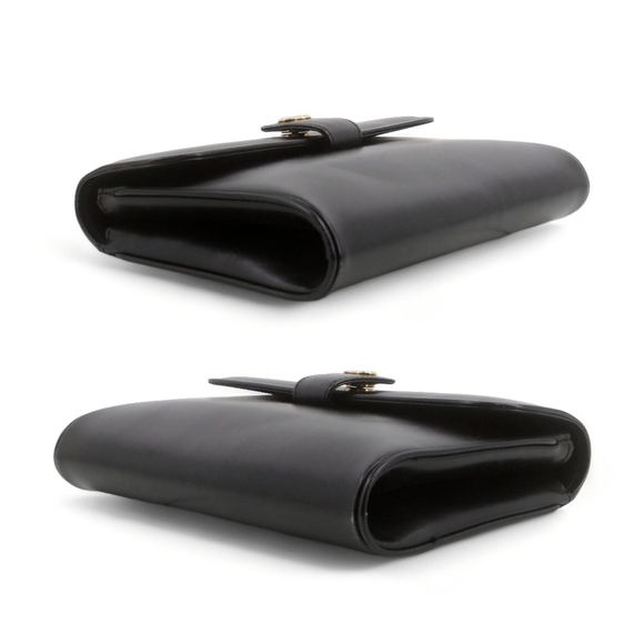 GUCCI Vintage Two Way Shoulder Bag GG Clutch Purse Black Leather - Picture 5 of 8